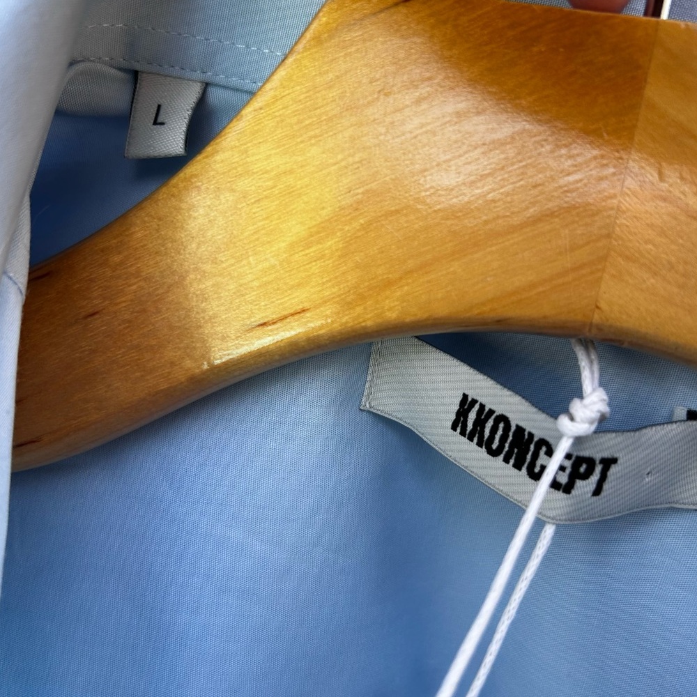 NWT Kkoncept Blue Bubble Crop Shirt Cotton L - Picture 4 of 16